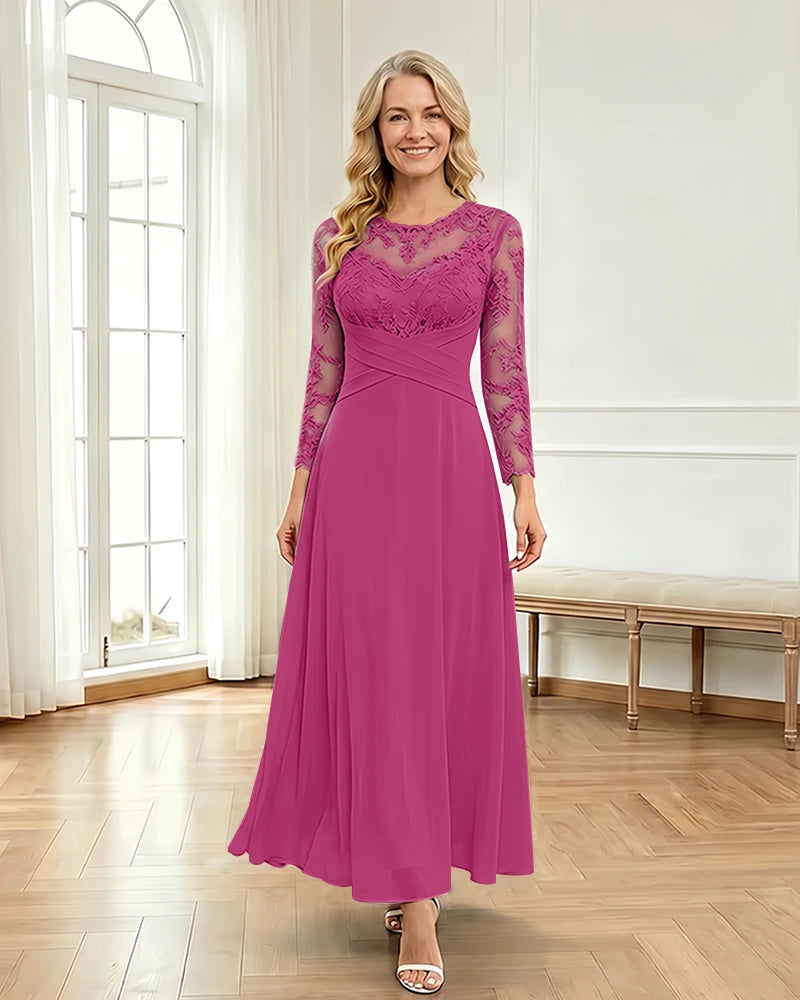 Mesh-Flowy-Mother-of-the-Bride-Dress-Fuchsia-1