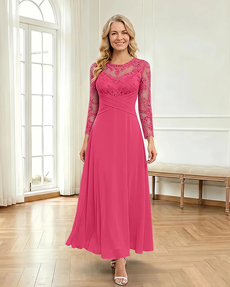 Mesh-Flowy-Mother-of-the-Bride-Dress-Hot-Pink-1