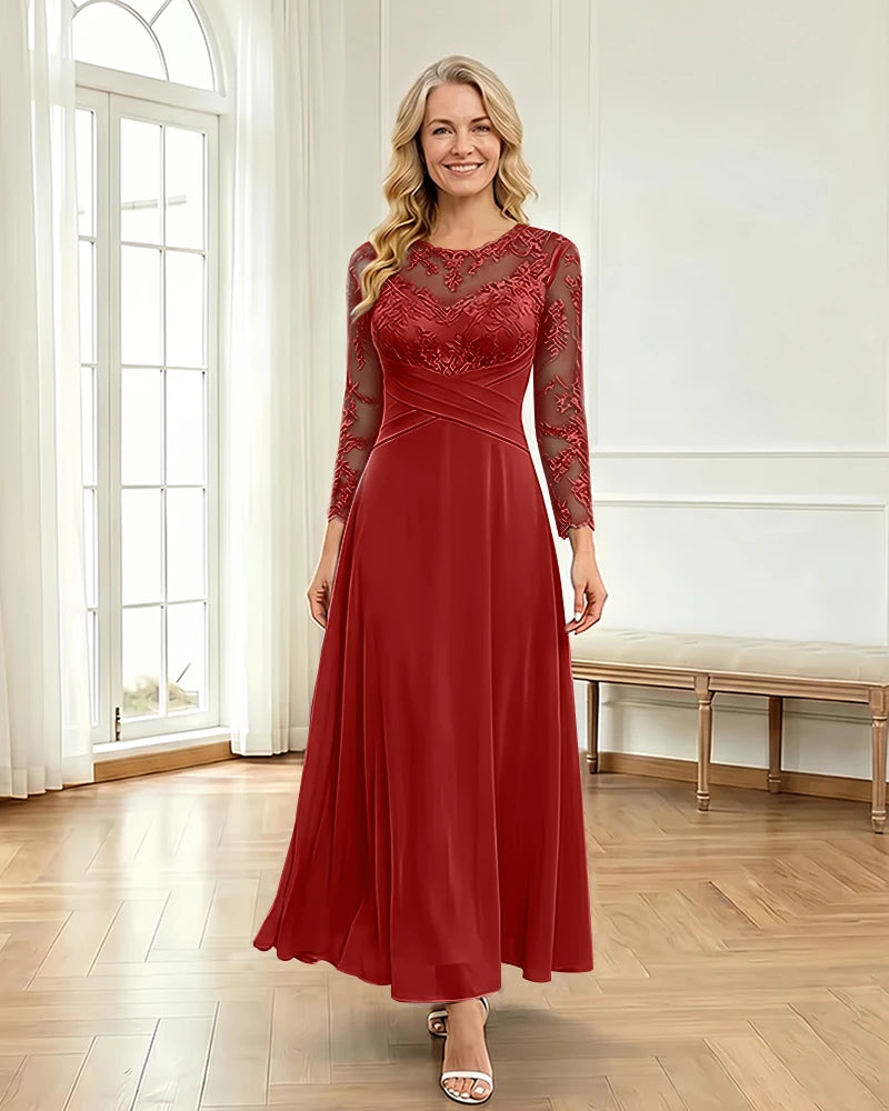 Mesh-Flowy-Mother-of-the-Bride-Dress-Red-1