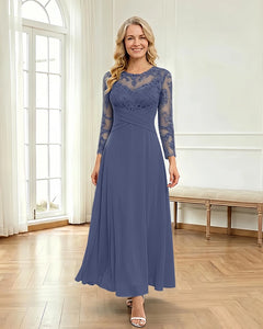 Mesh-Flowy-Mother-of-the-Bride-Dress-Steel-Blue-1