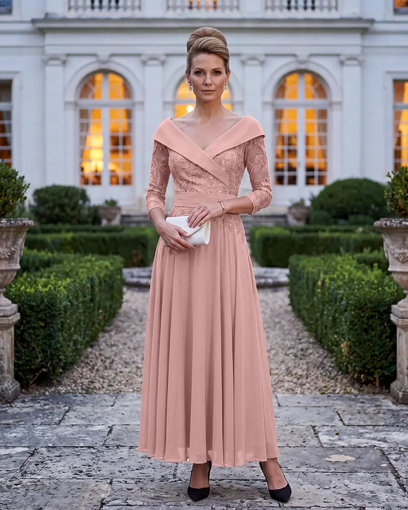 Off‑the‑Shoulder Mother of the Bride Dress with Sequin