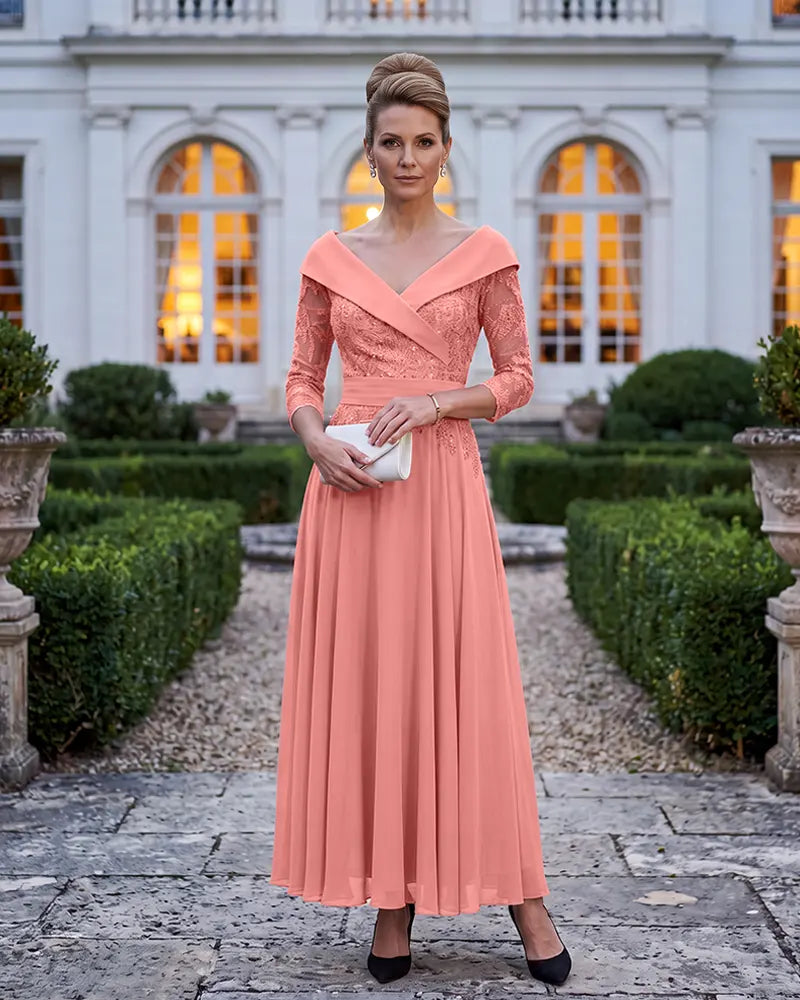 Off‑the‑Shoulder Mother of the Bride Dress with Sequin