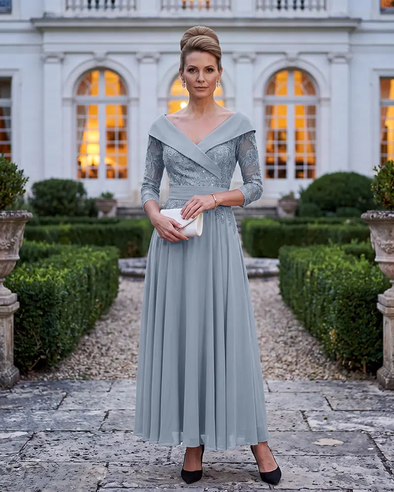 Off‑the‑Shoulder Mother of the Bride Dress with Sequin