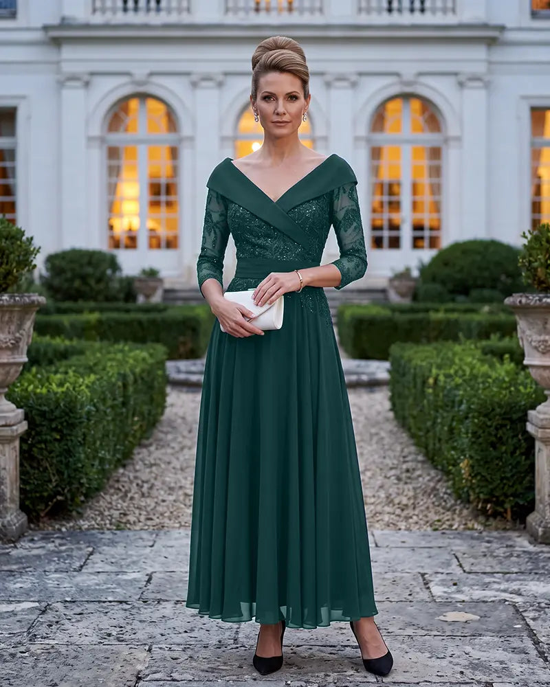 Off‑the‑Shoulder Mother of the Bride Dress with Sequin