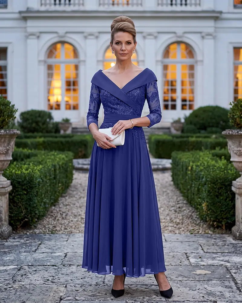 Off‑the‑Shoulder Mother of the Bride Dress with Sequin