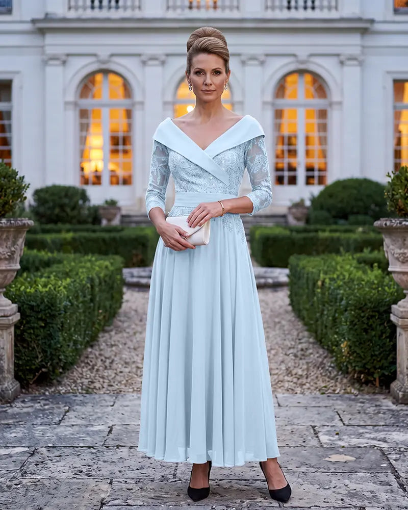 Off‑the‑Shoulder Mother of the Bride Dress with Sequin