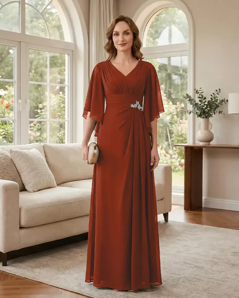 Chiffon-A-Line-Mother-of-the-Bride-Dress-with-Flutter-Sleeves-Burnt-Orange-1