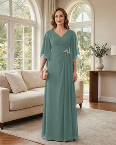 Chiffon-A-Line-Mother-of-the-Bride-Dress-with-Flutter-Sleeves-Eucalptus-1