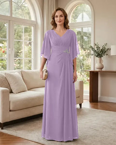 Chiffon-A-Line-Mother-of-the-Bride-Dress-with-Flutter-Sleeves-Lilac-1