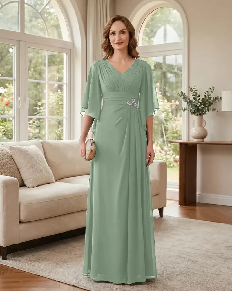 Chiffon-A-Line-Mother-of-the-Bride-Dress-with-Flutter-Sleeves-Sage-1