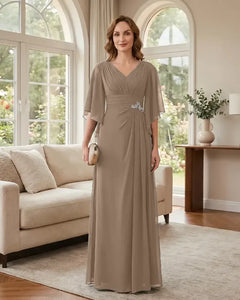 Chiffon-A-Line-Mother-of-the-Bride-Dress-with-Flutter-Sleeves-Taupe-1