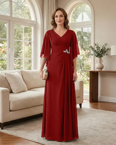 Chiffon-A-Line-Mother-of-the-Bride-Dress-with-Flutter-Sleeves-Terracotta-1