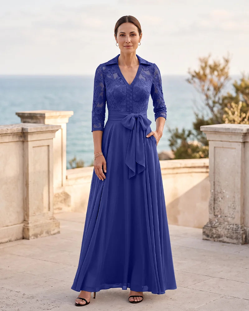 Lace Bodice Formal Gown with Pockets for Mother of the Bride