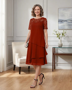 Tiered-Chiffon-Mother-of-the-Bride-Dress-with-Lace-Sleeves-Burnt-Orange-1