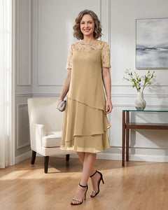 Tiered-Chiffon-Mother-of-the-Bride-Dress-with-Lace-Sleeves-Champagne-1