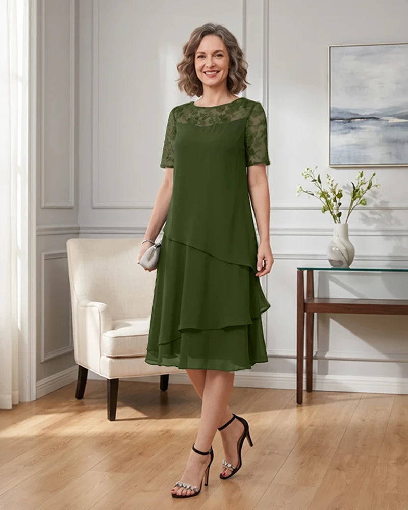 Tiered-Chiffon-Mother-of-the-Bride-Dress-with-Lace-Sleeves-Clover-1