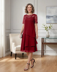 Tiered-Chiffon-Mother-of-the-Bride-Dress-with-Lace-Sleeves-Desert-Rose-1