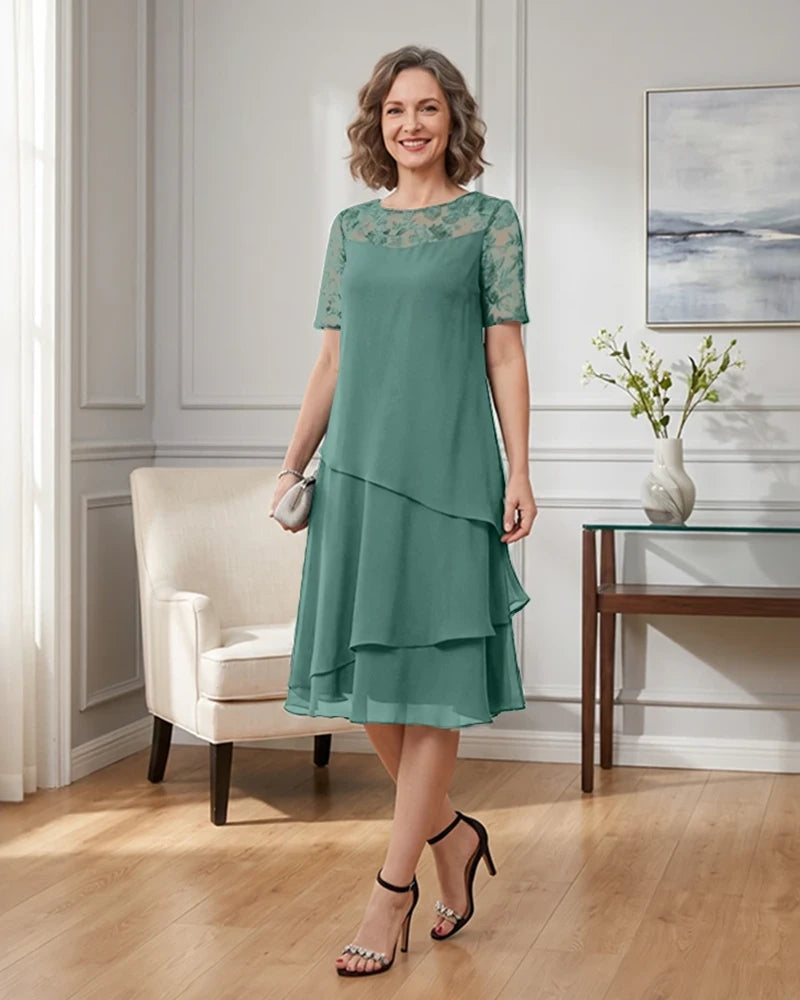 Tiered-Chiffon-Mother-of-the-Bride-Dress-with-Lace-Sleeves-Eucalptus-1
