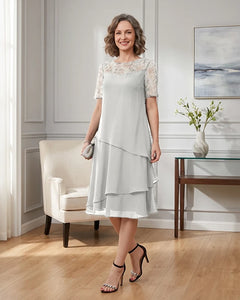 Tiered-Chiffon-Mother-of-the-Bride-Dress-with-Lace-Sleeves-Ivory-1
