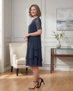 Tiered-Chiffon-Mother-of-the-Bride-Dress-with-Lace-Sleeves-Dark-Navy-3
