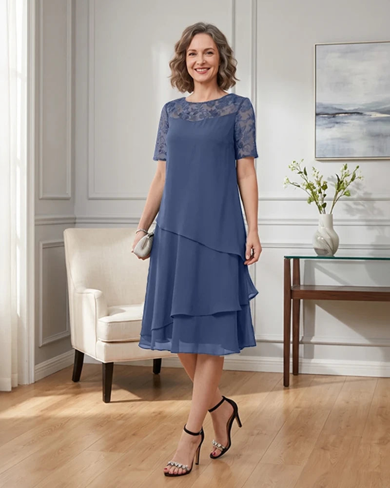 Tiered-Chiffon-Mother-of-the-Bride-Dress-with-Lace-Sleeves-Steel-Blue-1