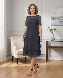 Tiered-Chiffon-Mother-of-the-Bride-Dress-with-Lace-Sleeves-Steel-Grey-1