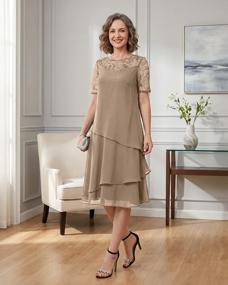 Tiered-Chiffon-Mother-of-the-Bride-Dress-with-Lace-Sleeves-Taupe-1