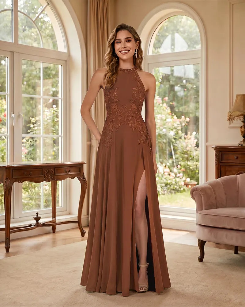 Mermaid-Chiffon-Mother-of-the-Bride-Dress-with-Halter-Neck-Burnt-Orange-1
