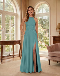 Mermaid-Chiffon-Mother-of-the-Bride-Dress-with-Halter-Neck-Jade-1