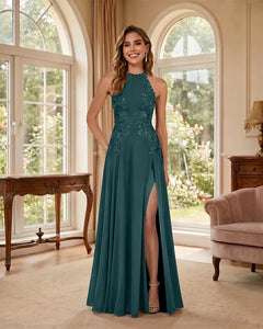 Mermaid-Chiffon-Mother-of-the-Bride-Dress-with-Halter-Neck-Peacock-1