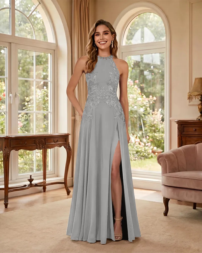 Mermaid-Chiffon-Mother-of-the-Bride-Dress-with-Halter-Neck-Silver-1