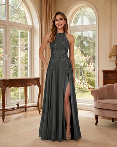 Mermaid-Chiffon-Mother-of-the-Bride-Dress-with-Halter-Neck-Steel-Grey-1