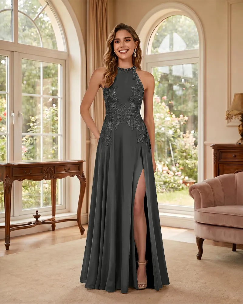 Mermaid-Chiffon-Mother-of-the-Bride-Dress-with-Halter-Neck-Steel-Grey-1