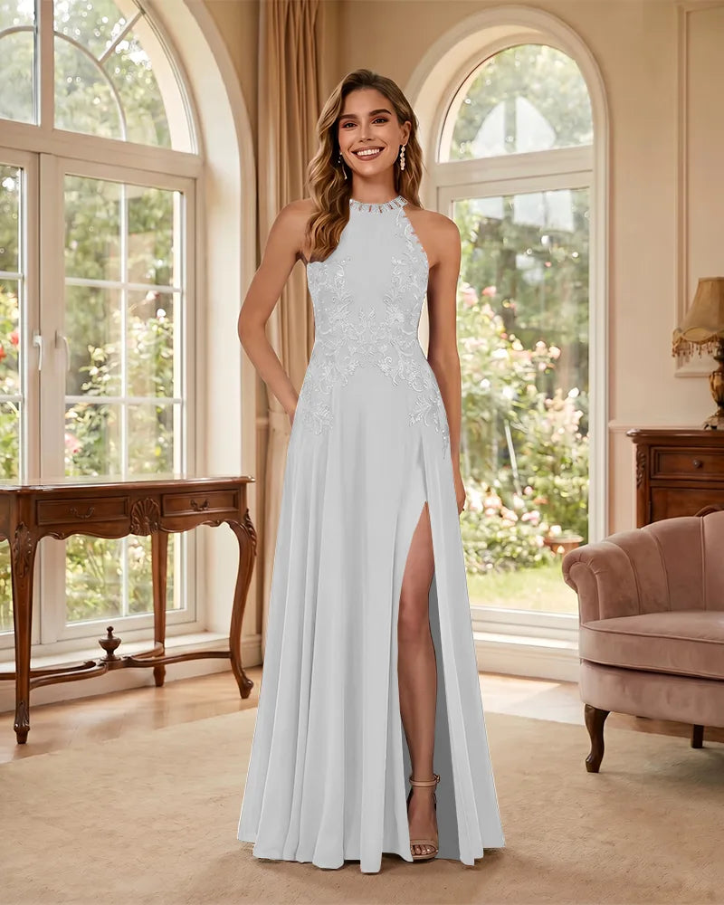 Mermaid-Chiffon-Mother-of-the-Bride-Dress-with-Halter-Neck-White-1