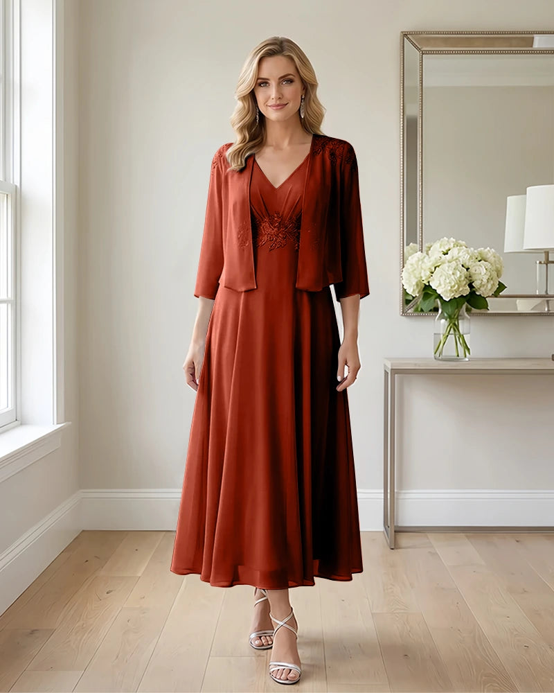 Two-Piece-Embroidered-Shrug-Chiffon-Mother-of-the-Bride-Dress-Burnt-Orange-1