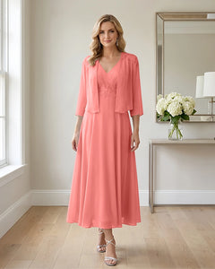 Two-Piece-Embroidered-Shrug-Chiffon-Mother-of-the-Bride-Dress-Coral-1