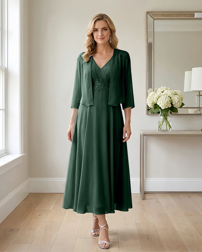 Two-Piece-Embroidered-Shrug-Chiffon-Mother-of-the-Bride-Dress-Emerald-1