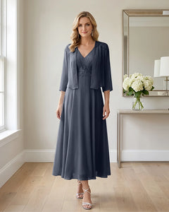 Two-Piece-Embroidered-Shrug-Chiffon-Mother-of-the-Bride-Dress-Navy-Blue-1