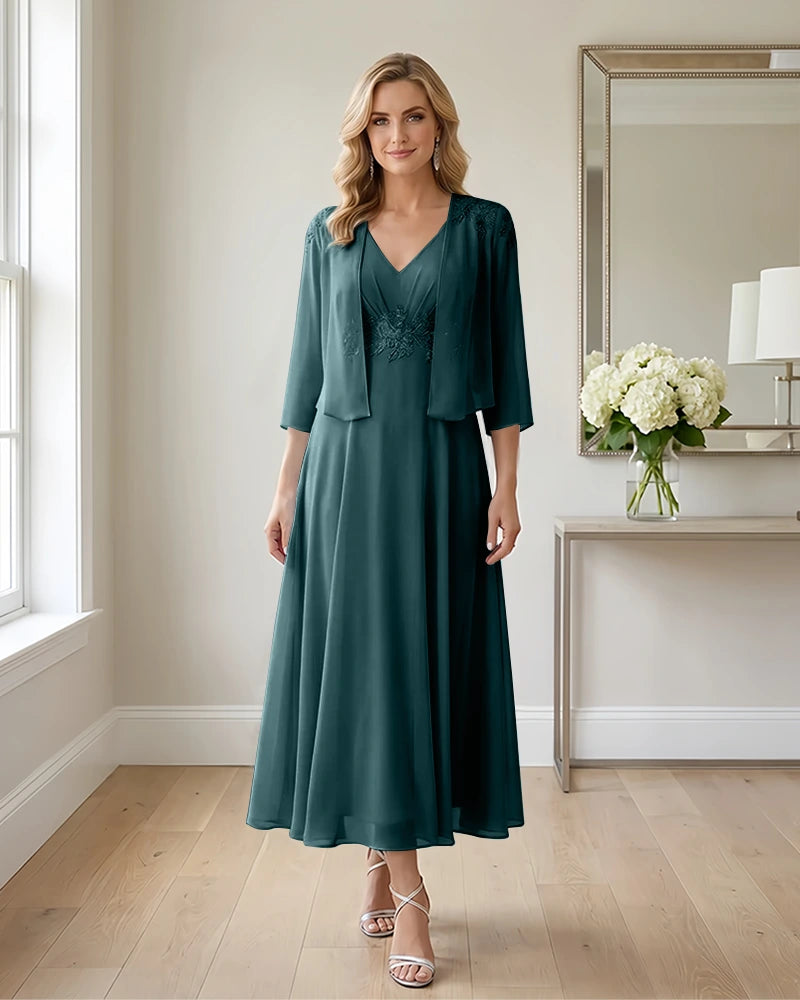Two-Piece-Embroidered-Shrug-Chiffon-Mother-of-the-Bride-Dress-Peacock-1