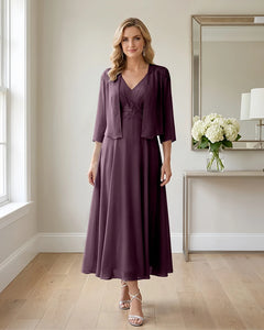 Two-Piece-Embroidered-Shrug-Chiffon-Mother-of-the-Bride-Dress-Plum-1