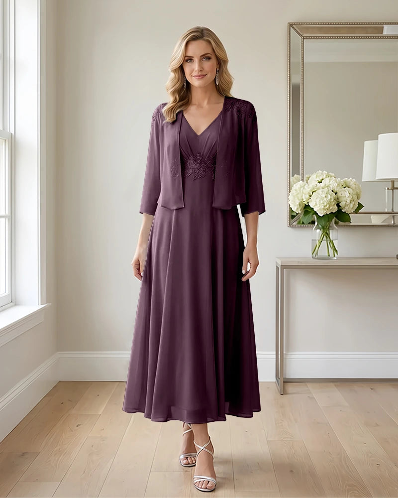 Two-Piece-Embroidered-Shrug-Chiffon-Mother-of-the-Bride-Dress-Plum-1