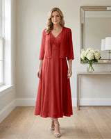 Two-Piece-Embroidered-Shrug-Chiffon-Mother-of-the-Bride-Dress-Red-1