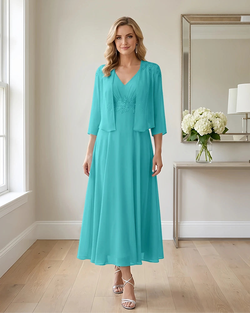 Two-Piece-Embroidered-Shrug-Chiffon-Mother-of-the-Bride-Dress-Turquoise-1