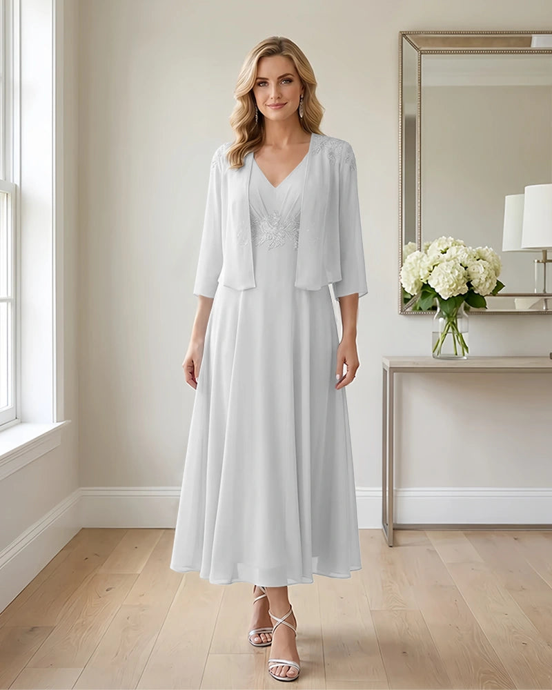 Two-Piece-Embroidered-Shrug-Chiffon-Mother-of-the-Bride-Dress-White-1