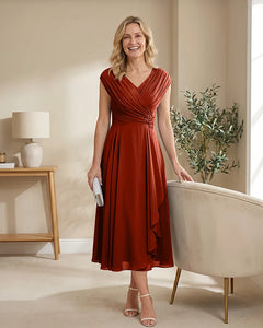 Chiffon-Mother-of-the-Bride-Dress-with-V-Neck-and-Cap-Sleeves-Burnt-Orange-1