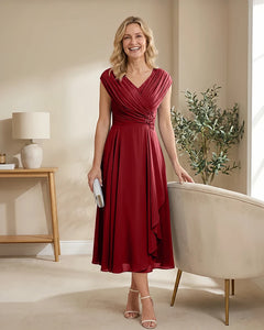 Chiffon-Mother-of-the-Bride-Dress-with-V-Neck-and-Cap-Sleeves-Desert-Rose-1