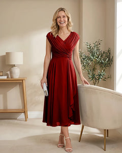Chiffon-Mother-of-the-Bride-Dress-with-V-Neck-and-Cap-Sleeves-Terracotta-1