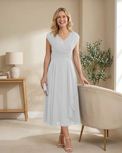Chiffon-Mother-of-the-Bride-Dress-with-V-Neck-and-Cap-Sleeves-White-1