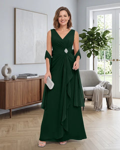 Sleeveless-Chiffon-Mother-of-the-Bride-Dress-with-Shawl-Emerald-1