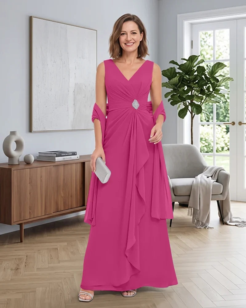 Sleeveless-Chiffon-Mother-of-the-Bride-Dress-with-Shawl-Fuchsia-1